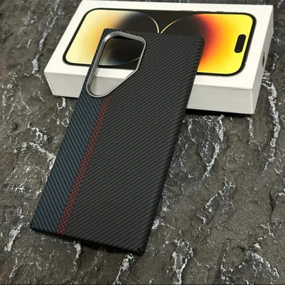 2025 Newest Retro Style Kevlar Carbon Fibre MagSafe Case for Samsung Galaxy S25 Ultra Original Magnetic Alloy Lens Protect Cover