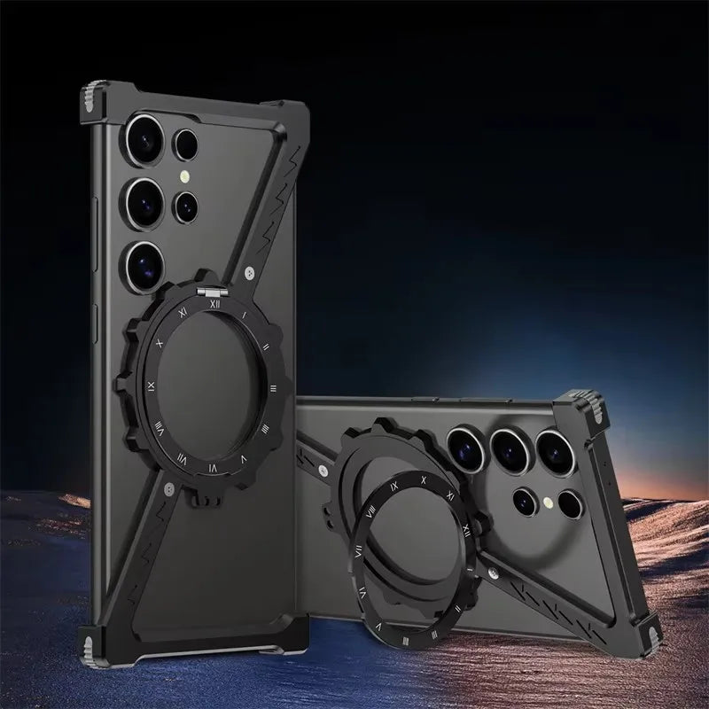 Z-Shaped Metal MagSafe Case with Rotating Stand for Samsung S25