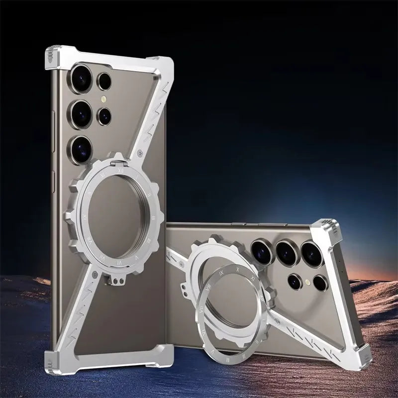 Z-Shaped Metal MagSafe Case with Rotating Stand for Samsung S25