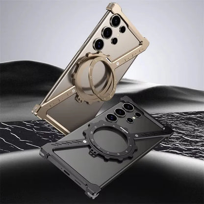 Z-Shaped Metal MagSafe Case with Rotating Stand for Samsung S25