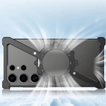 Z-Shaped Metal MagSafe Case with Rotating Stand for Samsung S25