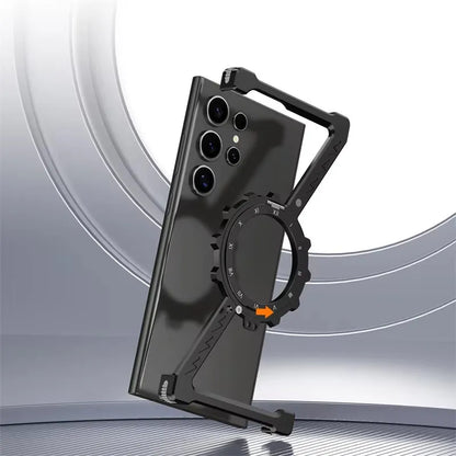 Z-Shaped Metal MagSafe Case with Rotating Stand for Samsung S25