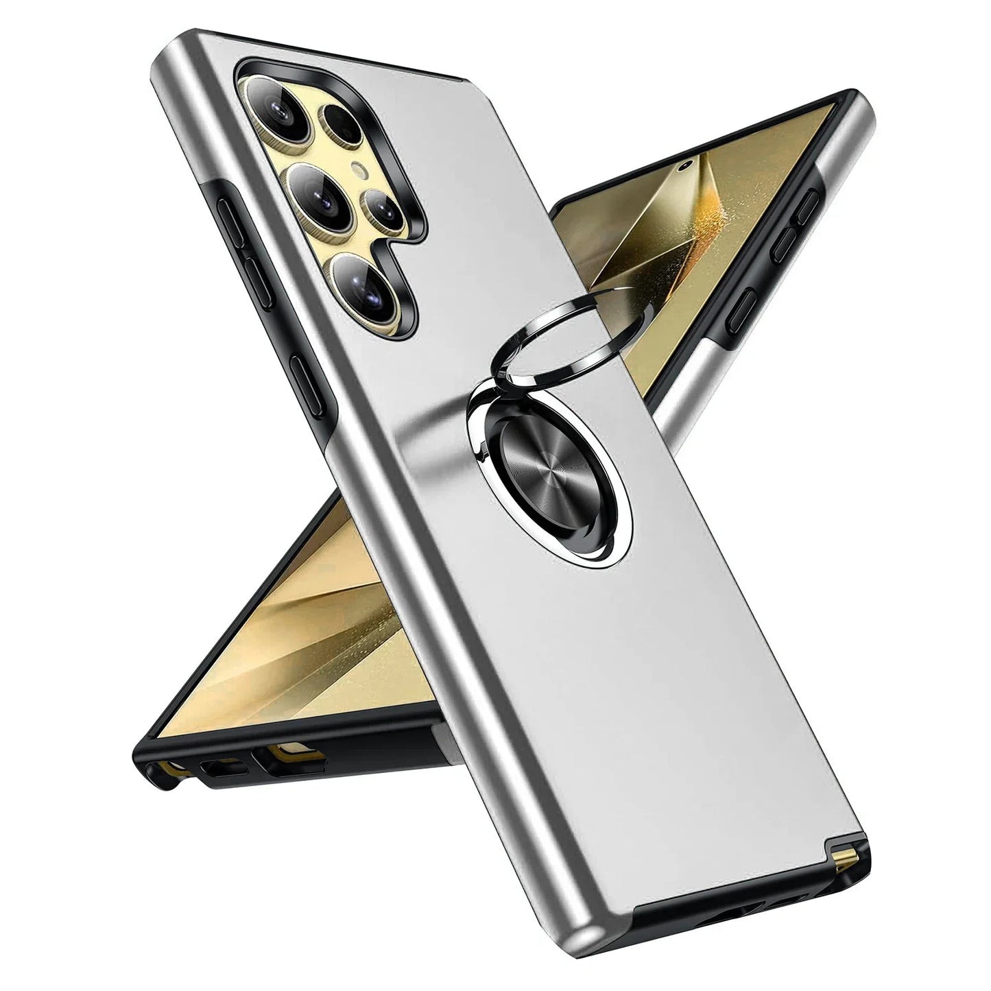 Shockproof Armor Bumper Case with Metal Ring for Samsung S25